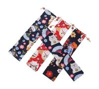 FIXOSHEE 4pcs Japanese Style Drawstring Bags Portable Utensil Storage Pouches for Chopsticks Spoons Straws Space Saving Tableware Organizer for Camping School Lunch