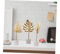 FIXOSHEE 4pcs Leaf Desktop Ornament Electroplated Smooth Surface Golden Artificial Leaves Tabletop Decor for Modern Living Home Office Random Style