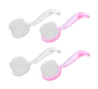 FIXOSHEE 4pcs Long Handle Nail Cleaning Brush with Non-slip Grip Fingernail Cleaner for Hands Lightweight Design Pink and Transparent Colors for Travel and Daily Use