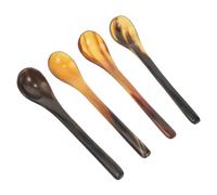 FIXOSHEE 4pcs Long Handle Ox Horn Honey Spoons Polished Multi Function Coffee and Dessert Stirring Spoons Chic Design for Smooth Mixing of Honey Beverages Cakes and Coffee