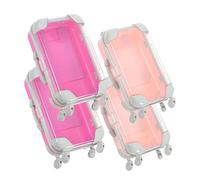 FIXOSHEE 4pcs Mini Eyelash Case Compact Travel Makeup Organizer Luggage-shaped Clear Plastic Lash Boxes Lightweight Portable False Eyelashes Storage with Strong Protection for Jetsetters