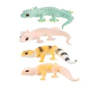 FIXOSHEE 4pcs Miniature Gecko Figurines Soft Realistic Animal Models for Educational Prank Props Safe Smooth Surface Decorative Learning Figures