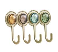 FIXOSHEE 4pcs Multi-use Adhesive Wall Hooks for Hanging Keys Towels Hats Strong No-Drill Mount Traceless Design for Bathroom Living Hallway Storage and Organization