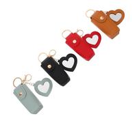 FIXOSHEE 4pcs Portable Lipstick Protective Case Mirror Keychain Lip Gloss Storage Case for Travel Makeup Purse Holder