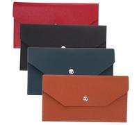 FIXOSHEE 4pcs PU Leather Card Wallet Minimalist Cash Envelope Money Bag Lightweight Card Holder Pouch for Office Travel Compact Unisex Organizer in Black Red Blue Brown