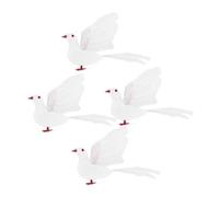 FIXOSHEE 4pcs Realistic Artificial White Dove Figurines Set, Faux Peace Doves Detail, Ornamental Birds for Wedding, Home and Garden Event Decoration