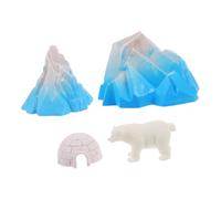 FIXOSHEE 4pcs Realistic Mini Igloo Model with Polar Bear Figurines and Eyecatching Iceberg Decor Detailed Arctic Snowhouse Miniatures for Dollhouse Lifelike Winter Landscape Accessories