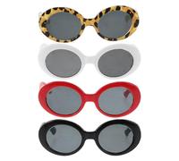 FIXOSHEE 4Pcs Retro Pet Sunglasses Set for Small and Medium Dogs and Cats - Leopard Print, Red, Black, White Funny Cosplay Eyewear Accessories