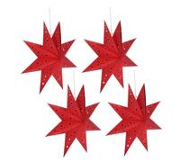 FIXOSHEE 4pcs Reusable Red Paper Star Lanterns Easy Fold Origami Lampshades for LED Bulbs Holiday Window Decor for Christmas Weddings Birthday Parties