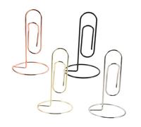FIXOSHEE 4pcs Rose Gold Black Metal Business Card Holder Desk Paper Clip Memo Note Clip Compact Travel-Friendly Card Stand for Office Social Events