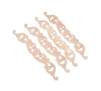 FIXOSHEE 4pcs Solid Wood Carved Appliques Onlays Deep Relief Decorative Corner Molding for Wall Door Cabinet Wardrobe Mantel Dresser Staircase DIY Projects Natural Beige European Style