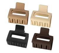 FIXOSHEE 4pcs Square Matte Hair Claw Clips for Women Thick and Thin Hair Resin Jaw Clips for Styling Multi-color Black Dark Brown Light Brown