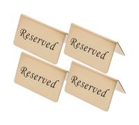 FIXOSHEE 4Pcs Stainless Steel Reserved Seat Signs for Weddings and Restaurants Minimalist Table Setting Holders Stackable Shaped Tent Style for Parties and Events Gold Finish