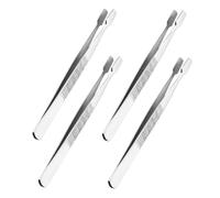 FIXOSHEE 4pcs Stainless Steel Stamp Tweezers for Precision Crafting and Electronics Lightweight Portable Work Tweezers for Stamp Collecting Jewelry Making and Experimental Use