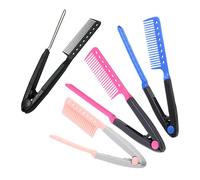 FIXOSHEE 4pcs Straight Hair Comb Foldable V-shaped Styling Tool for Women Hair Straightener Comb Salon Use Portable Clamp