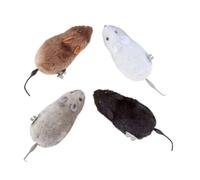 FIXOSHEE 4Pcs Wind-up Clockwork Mouse Modeling for Cats and Adorable Fluff Plush Mouse with Funny Moving Action Interactive Indoor Pet to Entertain Cats and Decorate Random Color