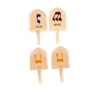FIXOSHEE 4PCS Wood Hanukkah Dreidels with Hebrew Letters Educational Dreidel Game for Party DIY Projects and Jewish Holiday Decorations