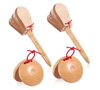 FIXOSHEE 4pcs Wooden Castanets Comfortable Grip Authentic Sound Hand and Finger Percussion Instruments for Adults Flamenco Folk Music Performances