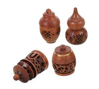FIXOSHEE 4pcs Wooden Diffuser Pendant with Hollow Carved Design Portable Essential Oil Perfume Charms for Car Home Keys and Necklace Air Freshening Aromatherapy Accessory