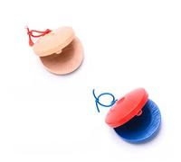 FIXOSHEE 4pcs Wooden Finger Castanets for Early Education Childrens Musical Percussion with Smooth Surface Small for Easy Grip Includes Natural Wood and Blue Colors