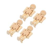 FIXOSHEE 4pcs Wooden Robot Figures Unfinished Nature Bodies for DIY Painting Craft Art Projects Cartoon Style Decoration Supplies for Boys