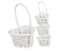 FIXOSHEE 4pcs Woven Flower Girl Basket Lightweight Handheld Storage Baskets for Home Rustic Floral Arrangement Oval Heart-shaped White Rustic Decor with Sturdy Handles