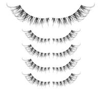 FIXOSHEE 5 Pairs Bulk Lash Strips Faux Eyelashes Natural Look Comfortable Curl False Lashes for Daily Makeup and Stage Use Easy to Wear Fox Eye Style