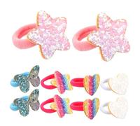 FIXOSHEE 5 Pairs Glitter Star Elastic Hair Ties for High Elasticity Sparkle Ponytail Holders with Rainbow Gradient Sequins Soft No-damage Hair Bands for Parties School Daily Use