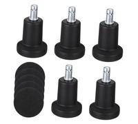 FIXOSHEE 5 Pcs Nonslip Chair Foot Pads for Office and Computer Chairs Black Plug Casters Replacement Quiet Floor Protector for Hardwood Carpet and Tile Easy to Install