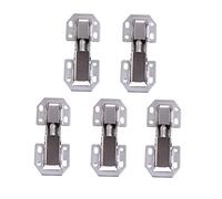 FIXOSHEE 5 PCS Thick Steel Hydraulic Furniture Hinges Concealed Half Overlay Door Hinges Easy Install Screw Fix Silent Buffer Nylon Washer Thickened Face Frame Mounting