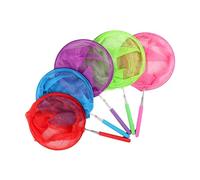 FIXOSHEE 5 Pieces Retractable Telescopic Nets for Stainless Steel Extendable Bug Catcher with Nylon Mesh Lightweight Insect and Small Fish Fishing in Fluorescent Green Red Purple Light Blue