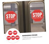 FIXOSHEE 5 Sheets Red Social Distance Warning Stickers Self Adhesive Keep Distance Signs for Public Places Schools Malls Floors Walls
