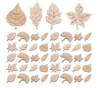FIXOSHEE 50pcs Maple Leaf Wood Chips Scrapbooking Decorations, Delicate Natural Wood Slices for Journaling and Travel Album DIY Craft Supplies
