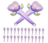 FIXOSHEE 50pcs Purple Foil Balloon Fairy Wand Party Decorations Birthday Wedding Photo Props Aluminum Foil Balloons for Stylish Celebration Ambience