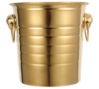 FIXOSHEE 5L Golden Stainless Steel Ice Bucket Handle, Thickened Beer Bottle Cooler and Beverage Chiller Tub for Home Bar Party and Drinks Cart Accessories