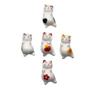 FIXOSHEE 5pcs Ceramic Cat Chopstick Stands Japanese Style Tableware Holders for Chopsticks Spoon Fork Home Office Desktop Adornment Restaurant Decor