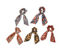 FIXOSHEE 5PCS Creative Hair Scrunchies with Scarf Design for Women and Lightweight Elastic Hair Ties Random Floral Colors Practical Accessory Random Color