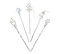 FIXOSHEE 5pcs Elegant Moonstone Hairpins with Star and Moon Motifs Lightweight Decorative Hair Sticks for Women Stylish Buns and Updos Alloy and Design for Weddings and Daily Wear