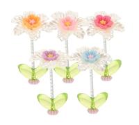 FIXOSHEE 5pcs Flower Car Dashboard Ornaments Resin Spring Shaking Car Accessories Fit Interior Decor Elegant Aesthetic Ornament for Models