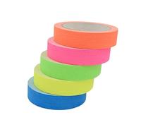 FIXOSHEE 5pcs Fluorescent Cloth Tape Neon Glow Dark Adhesive Tape for Party Decoration Stage Marking and Crafting