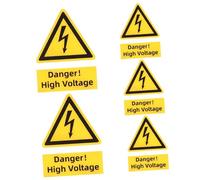 FIXOSHEE 5pcs High Voltage Warning Stickers Material Electrical Safety Signs Caution Shock Labels for Industrial Construction Home Office Use