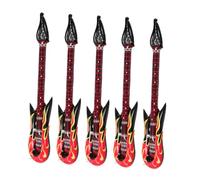 FIXOSHEE 5pcs Inflatable Flame Guitar for Lightweight PVC Blow Up Musical Instruments Pool Party Decorations with Safety Valve Realistic Rock and Roll Design