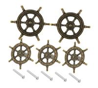 FIXOSHEE 5Pcs Nautical Ship Rudder Cabinet Knobs Antique Bronze Finish Drawer Pulls for Wardrobe Dresser Furniture Handles with Resistant Sturdy Construction