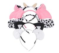 FIXOSHEE 5Pcs Plush Cartoon Animal Headbands for Soft Hair Hoops with Lamb Spotted Dog White Cat Horned Cow Pink Pig for Role Play Costume Parties Halloween Birthday Celebrations