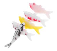 FIXOSHEE 5pcs Realistic Koi Fish Figurines PVC Miniature Aquarium Decor Fish Tank Decoration Photography Prop Set Yellow Red Head Silver Red Black Silver Mixed Black Colors