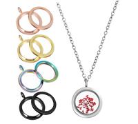 FIXOSHEE 5pcs Round Photo Charm Pendants DIY Floating Memory Locket Necklace with Threaded Closure Durable Alloy Material Multi Color Options for Jewelry Making