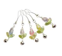 FIXOSHEE 5Pcs Tulip Flower Phone Charm Chain Set with Bell Pendant, Colorful Mobile Phone Strap Lanyard for Hanging Cases, Party Decoration and Daily Use Accessories