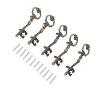 FIXOSHEE 5pcs Vintage Key Shape Zinc Alloy Pull Handles Rustproof Decorative Furniture Knobs for Wardrobe Dresser Cupboard Easy Installation Resistant Design