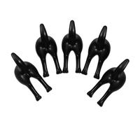 FIXOSHEE 5Pcs Wall-Mounted Tail-Shaped Self-Adhesive Hooks Black High-Grade Hanging Storage Pothooks for Bathroom Towels Coats Keys and Decorative Use