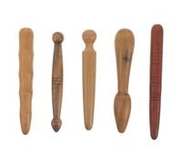 FIXOSHEE 5pcs Wooden Acupressure Massage Stick Set for Pressure Point Therapy - Handheld Reflexology Foot and Body Massage Tools for Traditional Thai and Full-Body Meridian Stimulation